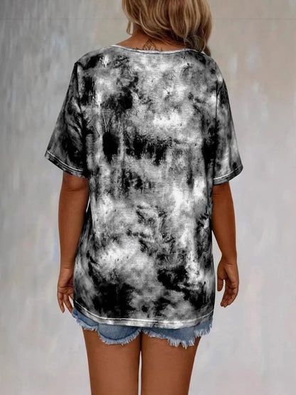 Tie Dye Lace-Up V-Neck - Free Shipping - Aurelia Clothing