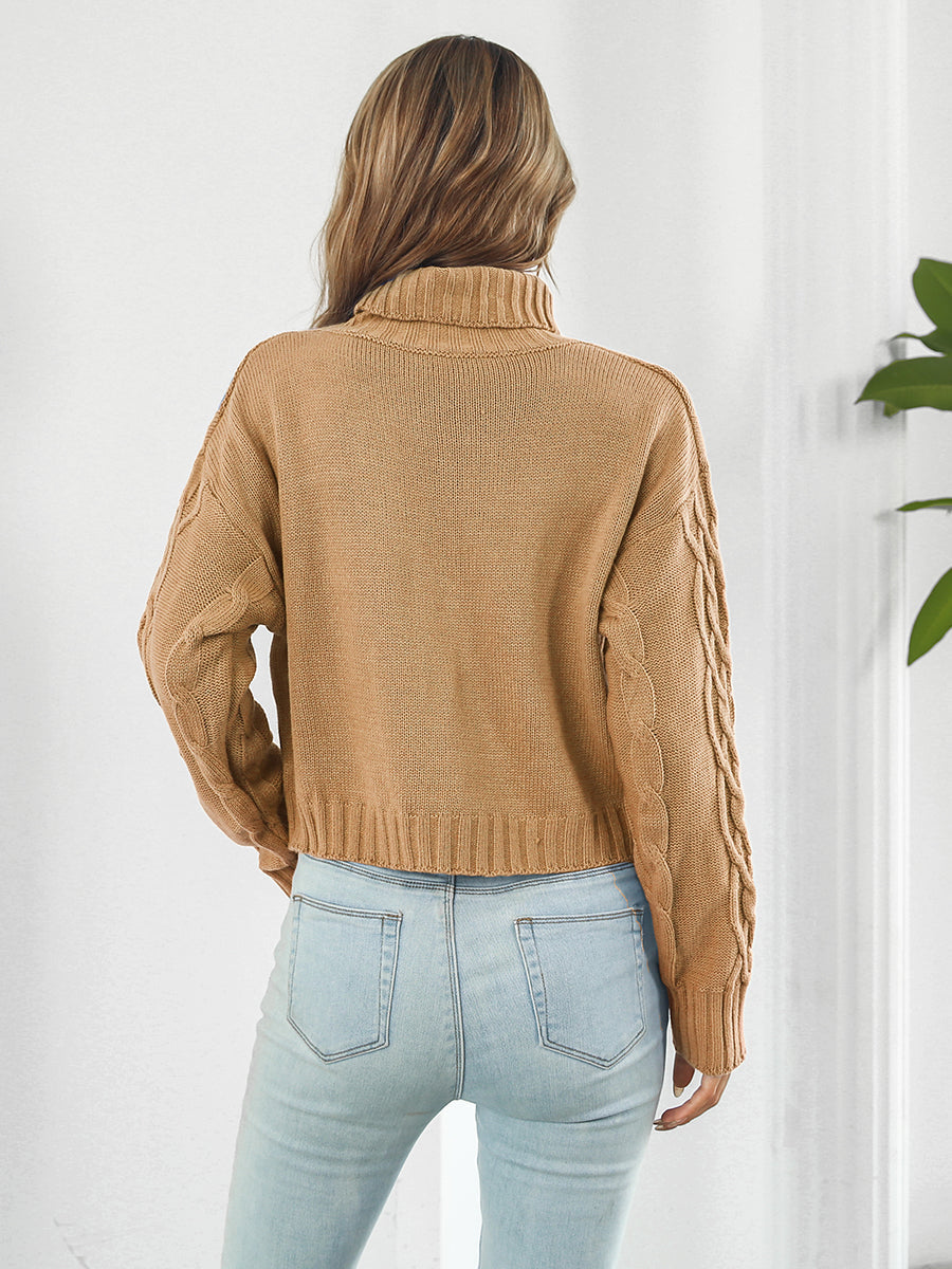 Turtleneck Dropped Shoulder Sweater - Aurelia Clothing