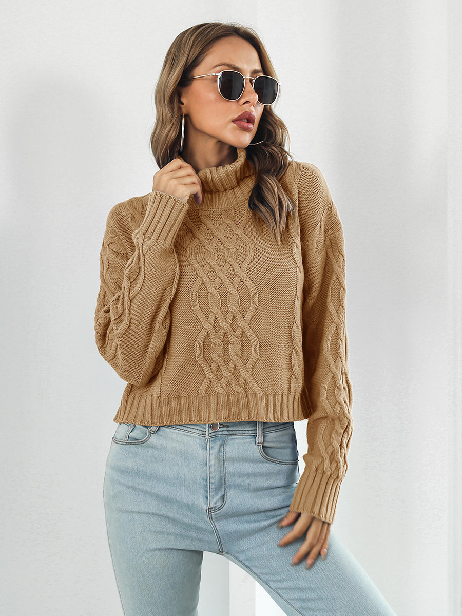 Turtleneck Dropped Shoulder Sweater - Aurelia Clothing
