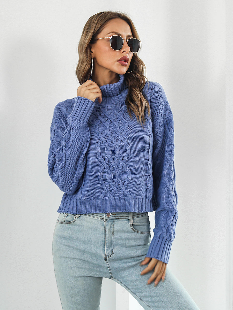 Turtleneck Dropped Shoulder Sweater - Aurelia Clothing