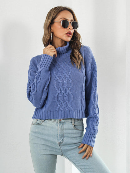 Turtleneck Dropped Shoulder Sweater - Aurelia Clothing