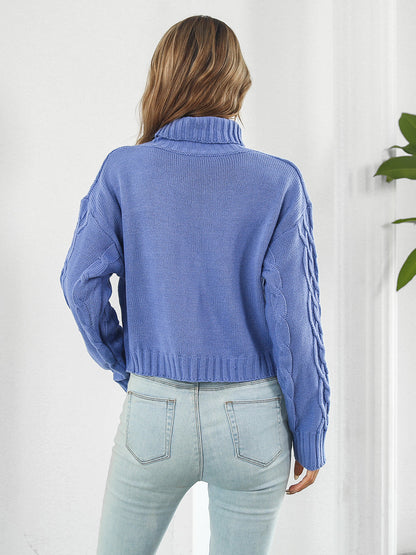 Turtleneck Dropped Shoulder Sweater - Aurelia Clothing
