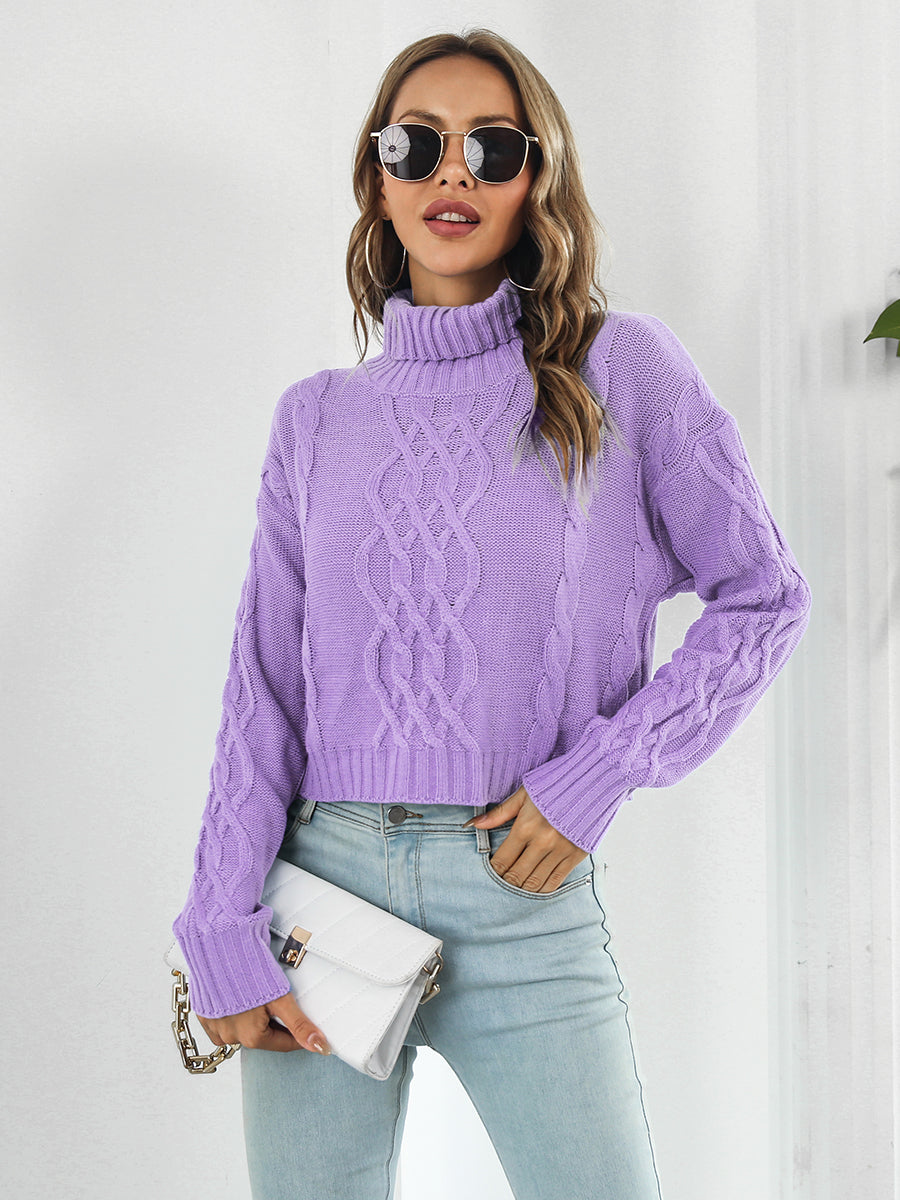 Turtleneck Dropped Shoulder Sweater - Aurelia Clothing