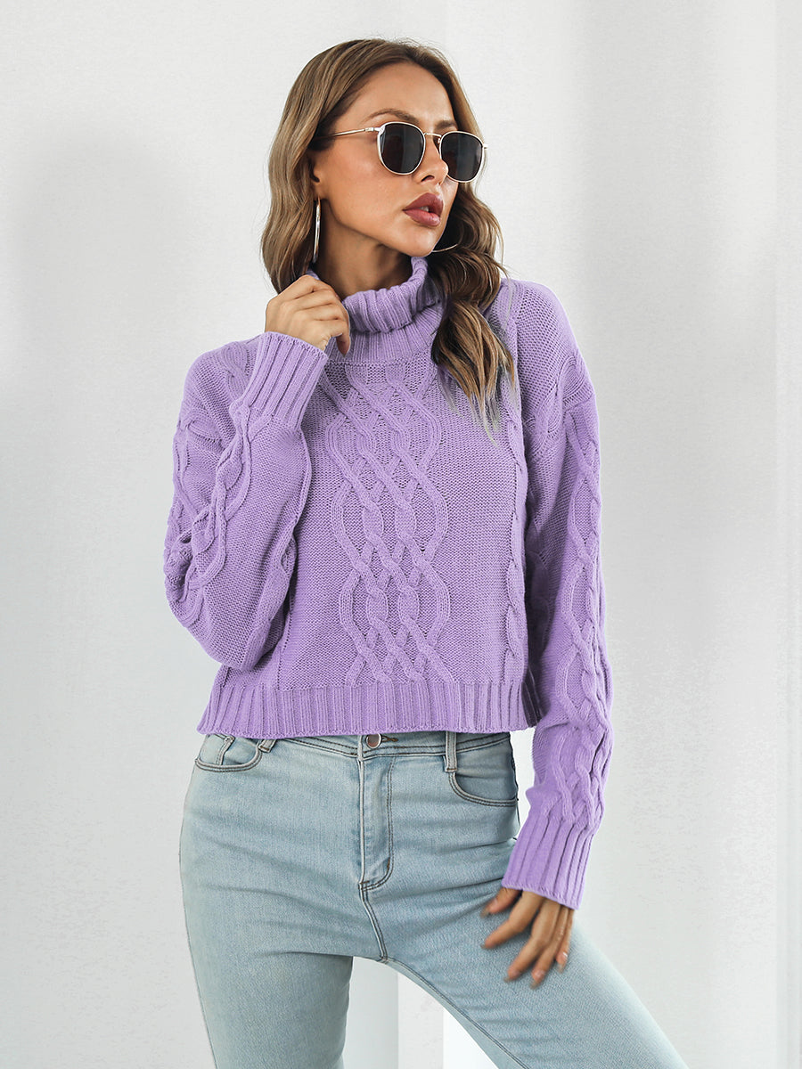 Turtleneck Dropped Shoulder Sweater - Aurelia Clothing