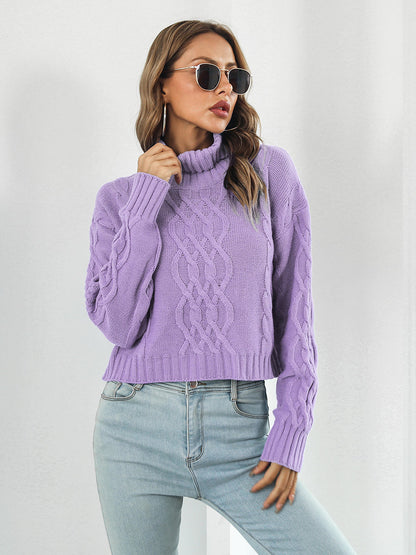 Turtleneck Dropped Shoulder Sweater - Aurelia Clothing