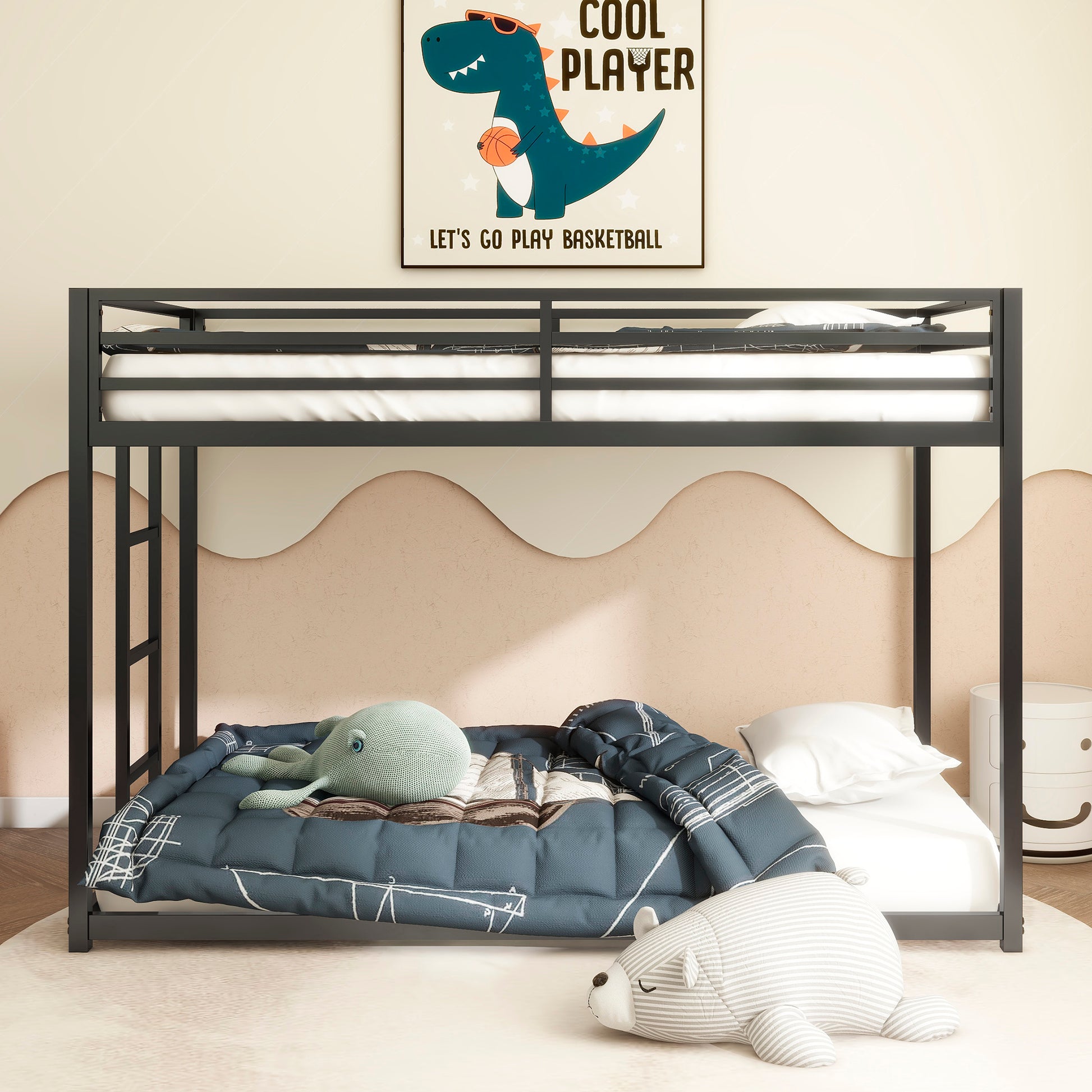 Twin Over Twin Bunk Bed Metal Black for Kids and Adult-Free Shipping - Aurelia Clothing
