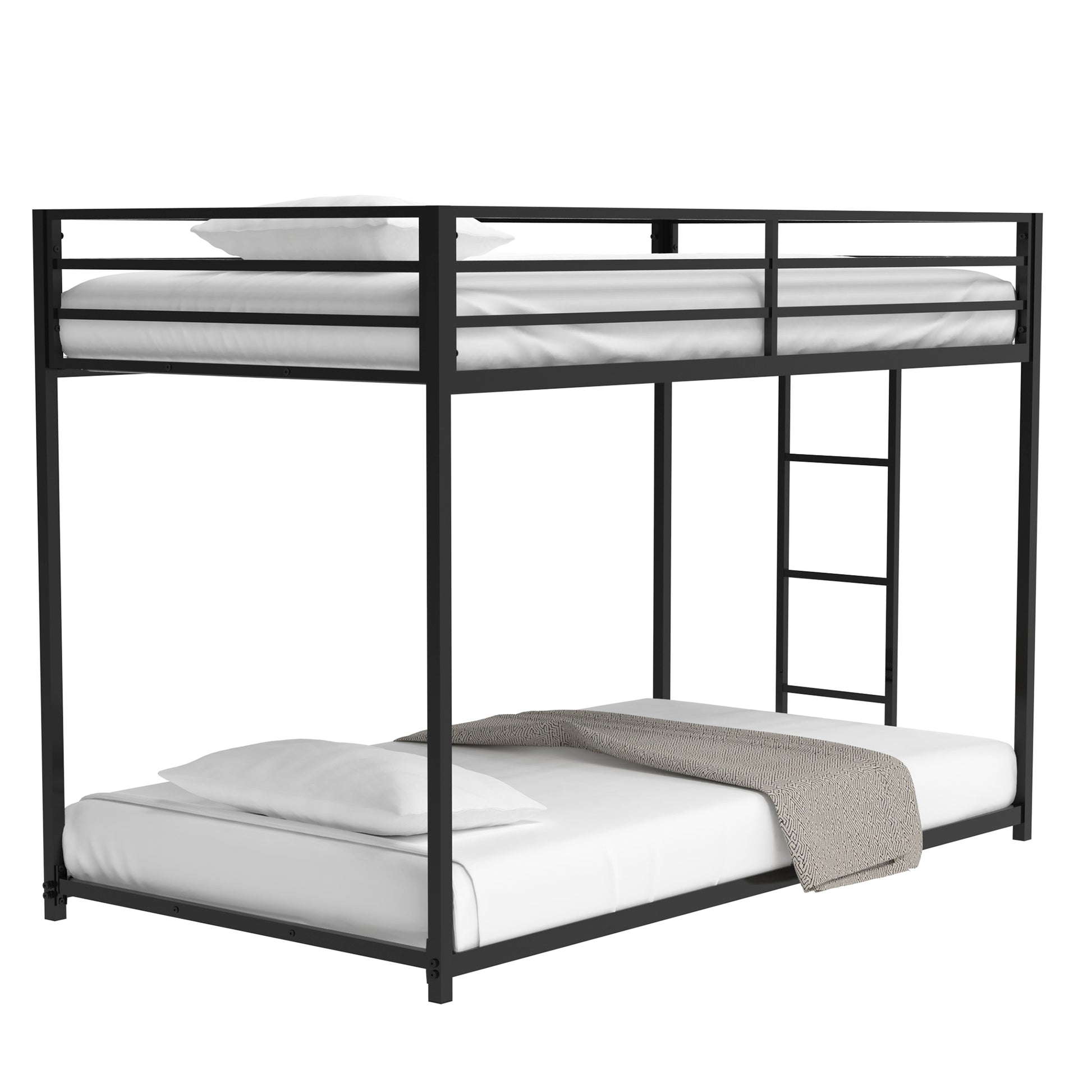 Twin Over Twin Bunk Bed Metal Black for Kids and Adult-Free Shipping - Aurelia Clothing