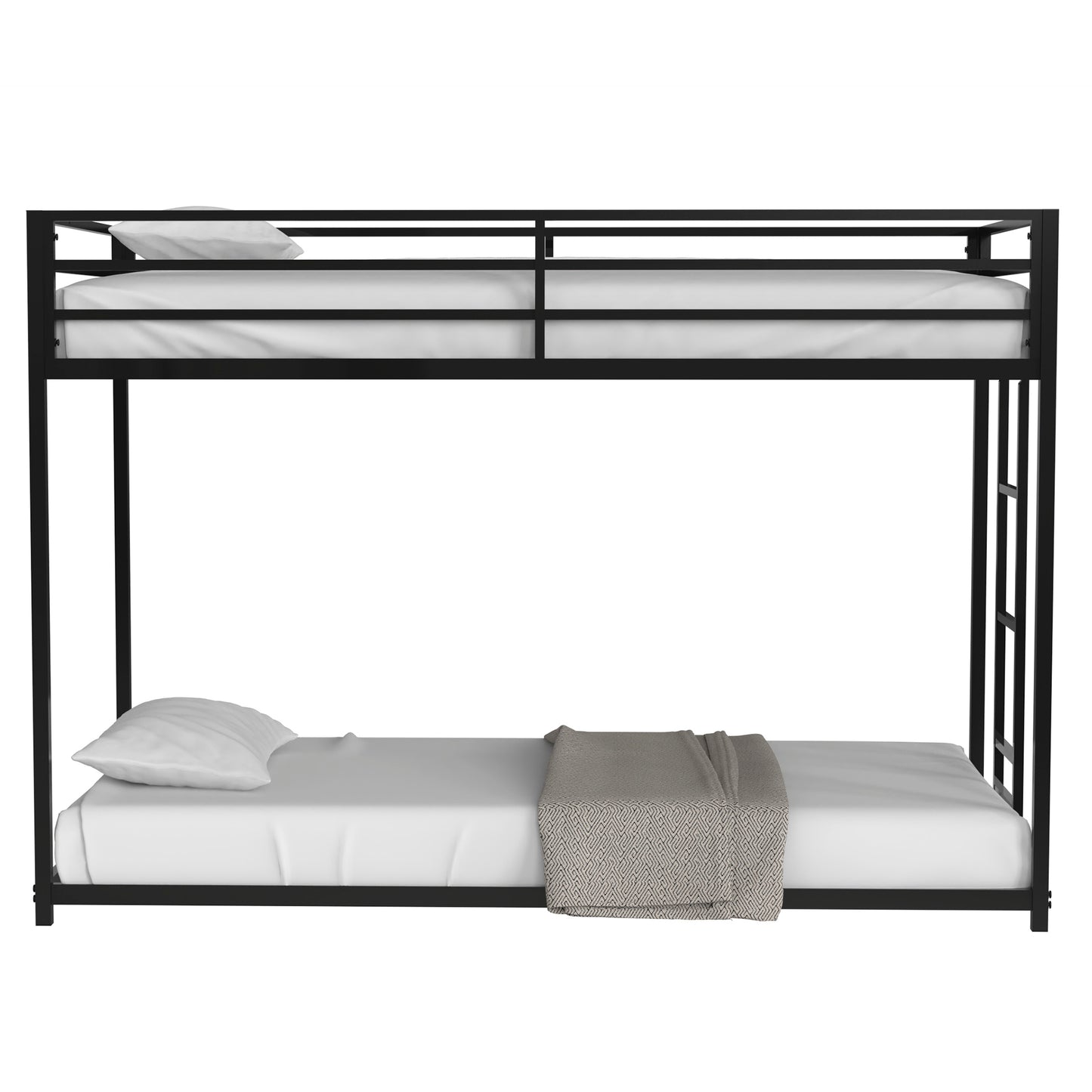 Twin Over Twin Bunk Bed Metal Black for Kids and Adult-Free Shipping - Aurelia Clothing