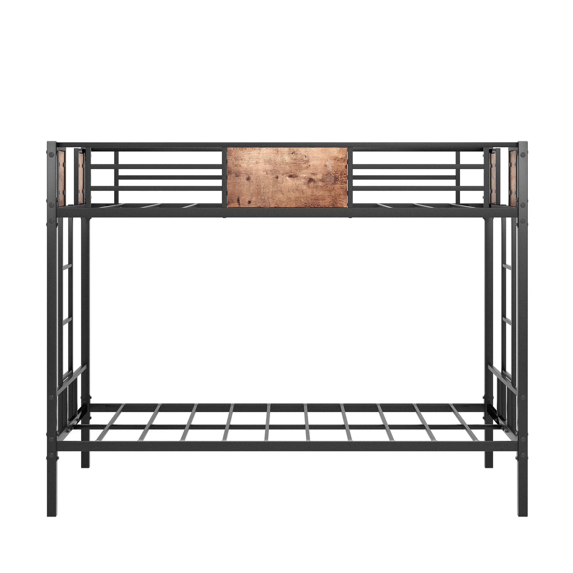 Twin Over Twin Size Metal Bunk Bed Black - Free Shipping - Aurelia Clothing