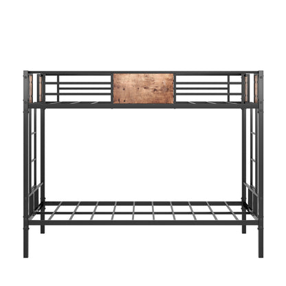Twin Over Twin Size Metal Bunk Bed Black - Free Shipping - Aurelia Clothing