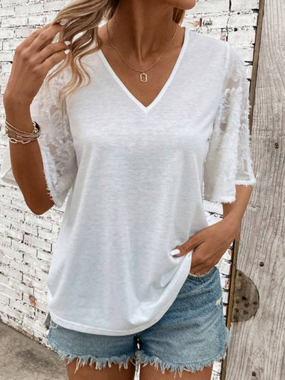 V-Neck Half Sleeve T-Shirt - Aurelia Clothing