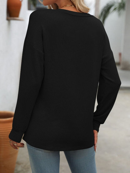 V-Neck Long Sleeve T-Shirt - Aurelia Clothing