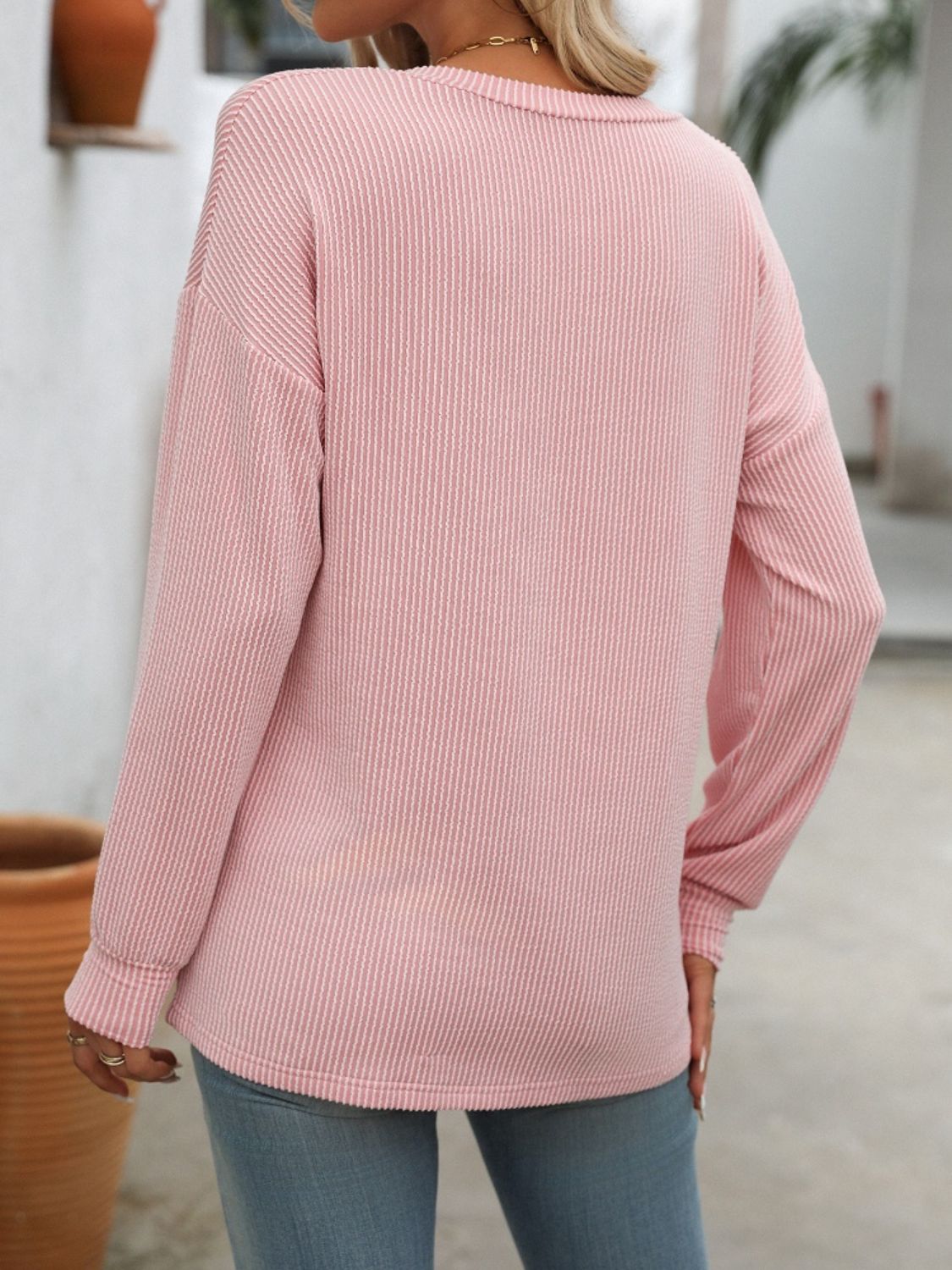 V-Neck Long Sleeve T-Shirt - Aurelia Clothing