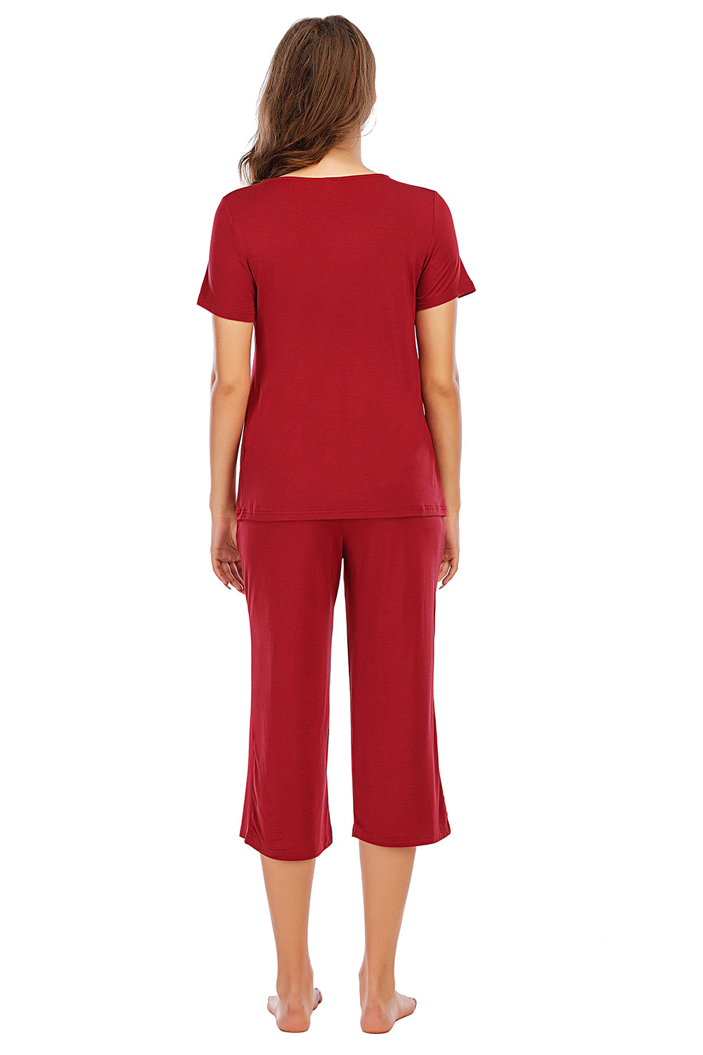 V-Neck Short Sleeve Top and Pants Lounge Set - Aurelia Clothing