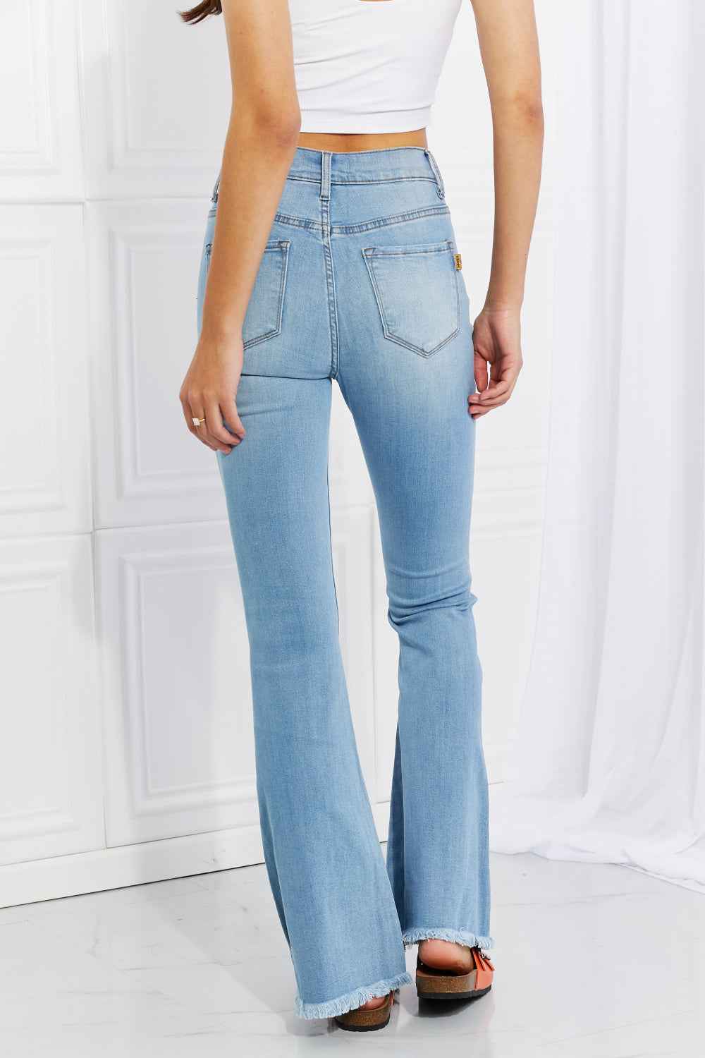 Vibrant MIU Full Size Button Flare Jeans - Aurelia Clothing