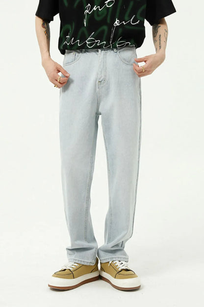 Washed Straight-Leg Slim Jeans - Free Shipping - Aurelia Clothing
