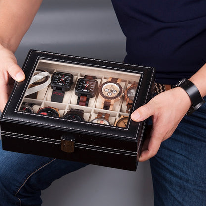 Watches Display Box Organizer Storage Box Leatherette Wrist Watch Holder Jewelry Display Case - Free Shipping - Aurelia Clothing