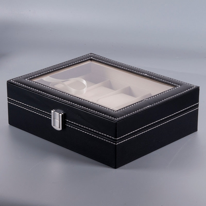 Watches Display Box Organizer Storage Box Leatherette Wrist Watch Holder Jewelry Display Case - Free Shipping - Aurelia Clothing