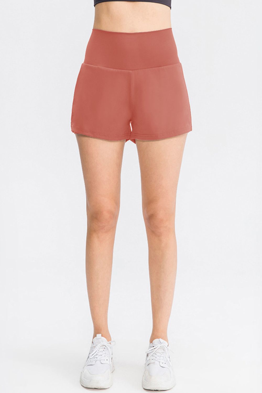 Wide Waistband Sports Shorts with Pockets - Aurelia Clothing