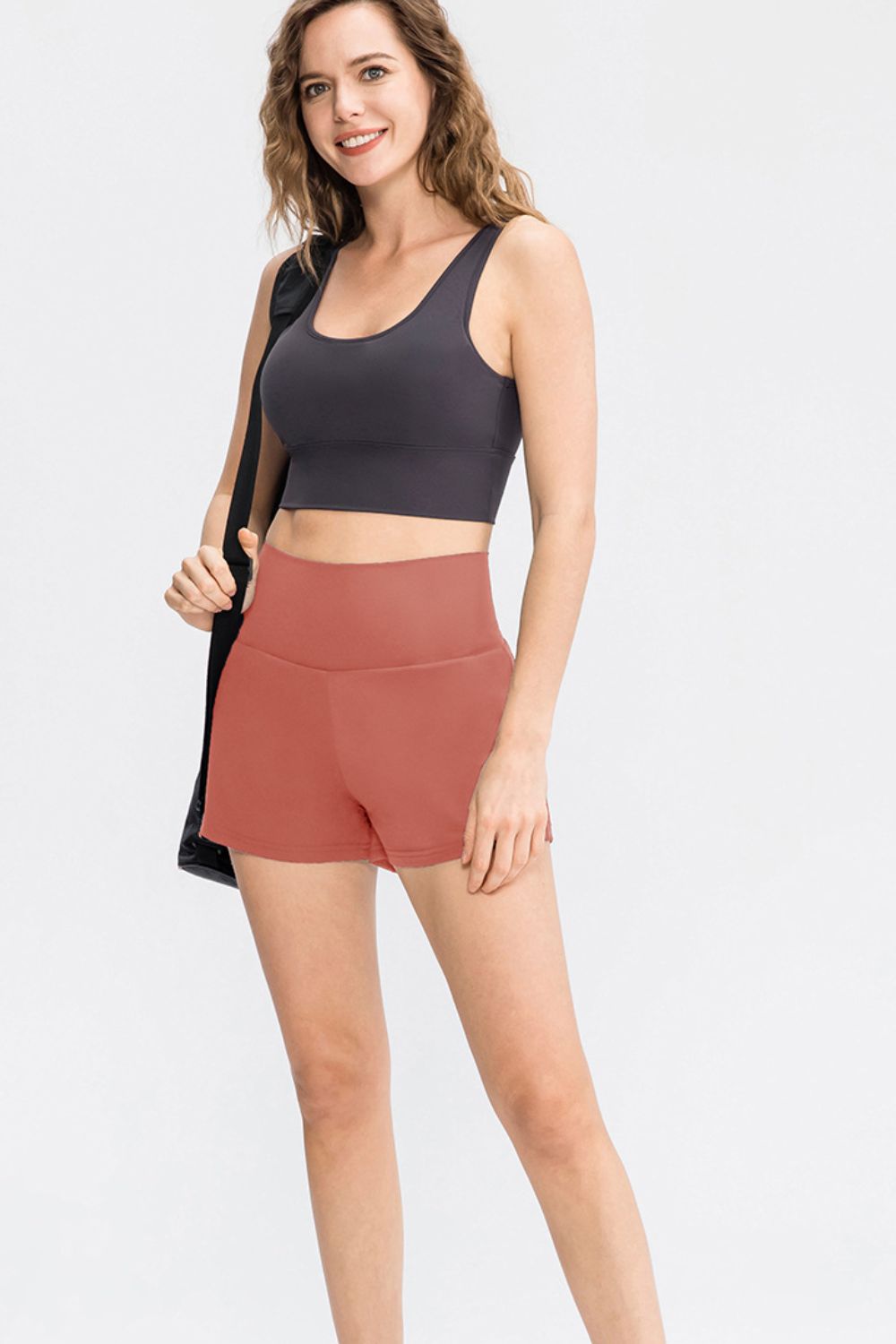 Wide Waistband Sports Shorts with Pockets - Aurelia Clothing