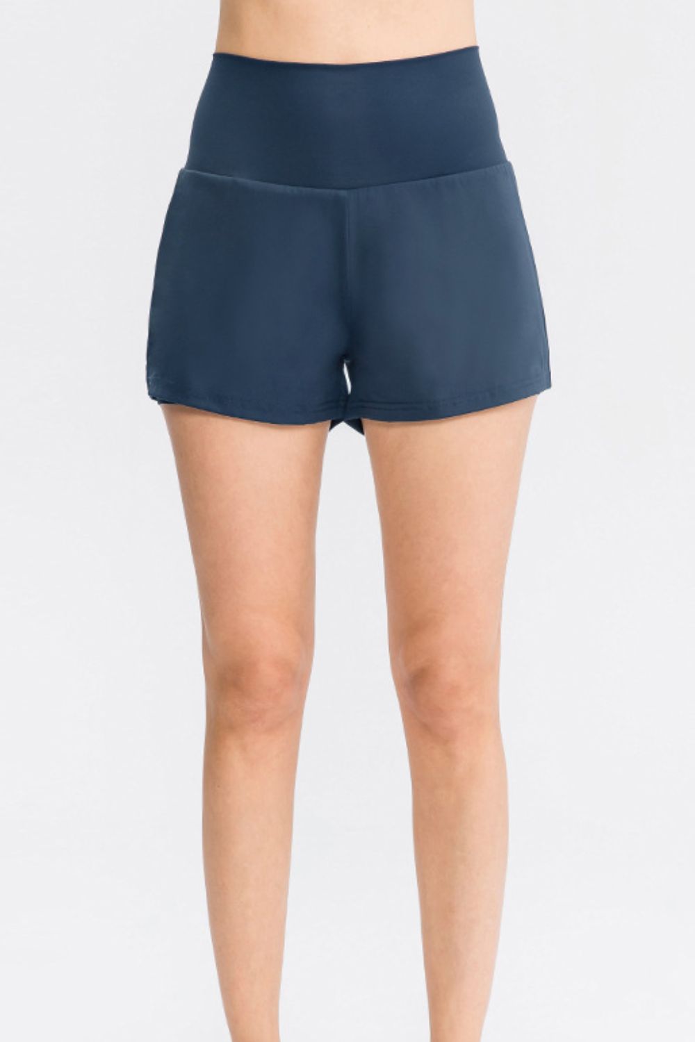 Wide Waistband Sports Shorts with Pockets - Aurelia Clothing