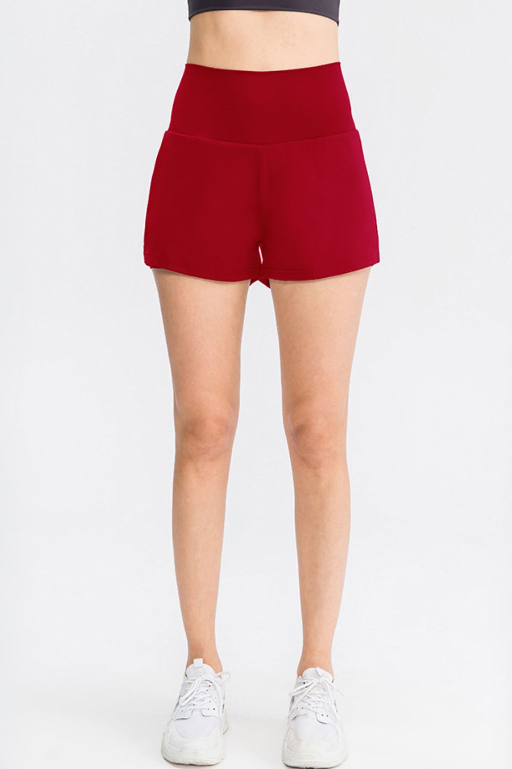 Wide Waistband Sports Shorts with Pockets - Aurelia Clothing