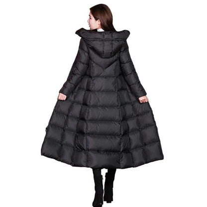 Winter Jackets Women Coat Female Slim Parka Over-Knee Cotton Padded Korea Hooded Warm Manteau Femme Hiver Black Solid Long Coat - Aurelia Clothing