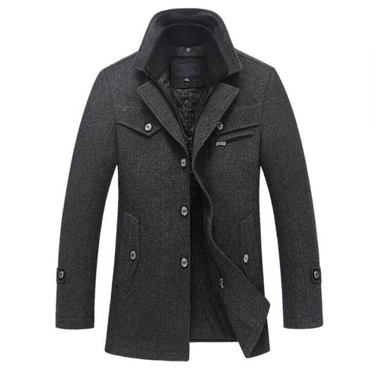 Winter Wool Coat Slim Fit Jackets Men Casual Outerwear - Free Shipping - aurelia-clothing-8955