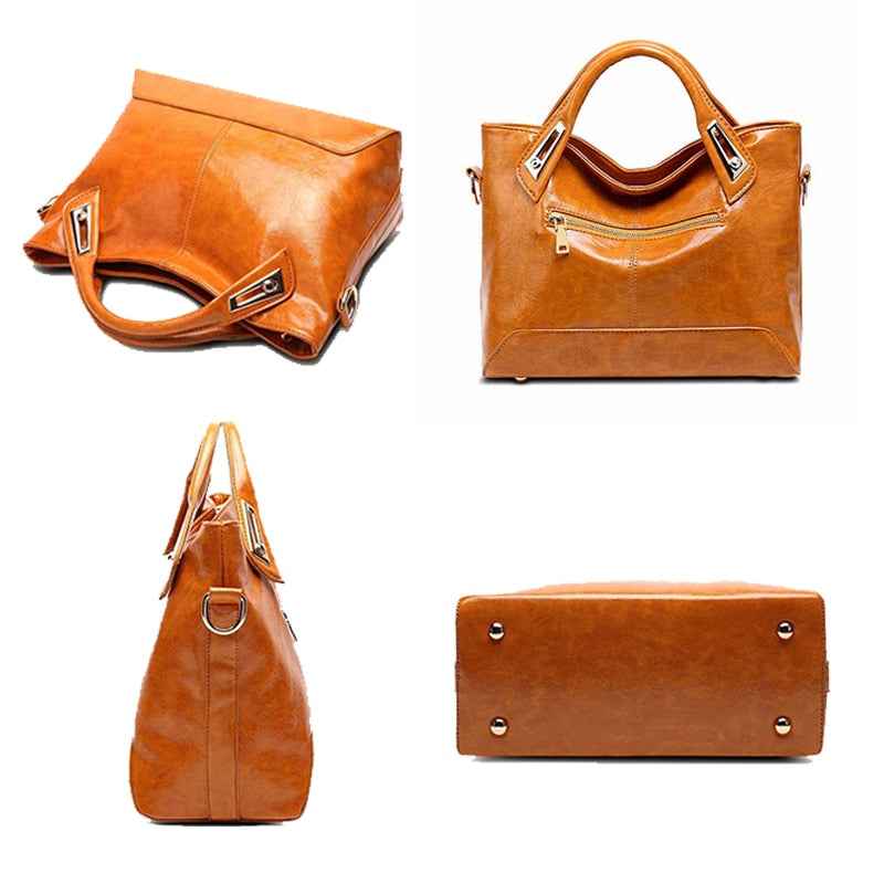 Women Oil Wax Leather Designer Handbags-Free Shipping - Aurelia Clothing