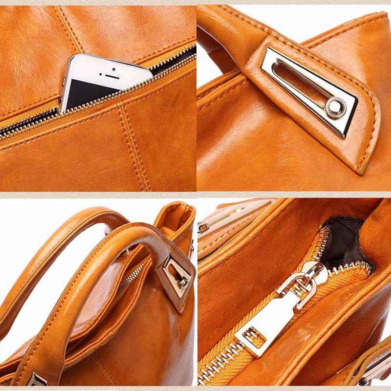 Women Oil Wax Leather Designer Handbags-Free Shipping - Aurelia Clothing