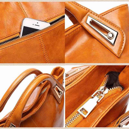 Women Oil Wax Leather Designer Handbags-Free Shipping - Aurelia Clothing