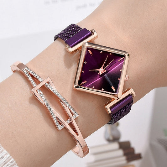 Women Square Watch Luxury Ladies Quartz Magnet Buckle Gradient Color Watches Relogio Feminino For Gift Clock - Free Shipping - Aurelia Clothing