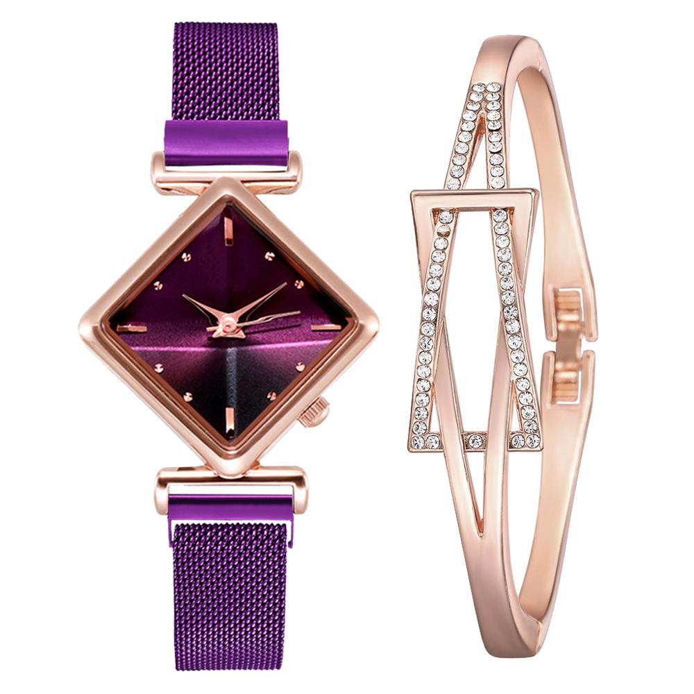 Women Square Watch Luxury Ladies Quartz Magnet Buckle Gradient Color Watches Relogio Feminino For Gift Clock - Free Shipping - Aurelia Clothing
