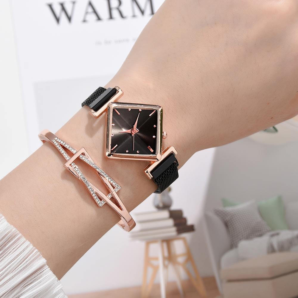 Women Square Watch Luxury Ladies Quartz Magnet Buckle Gradient Color Watches Relogio Feminino For Gift Clock - Free Shipping - Aurelia Clothing