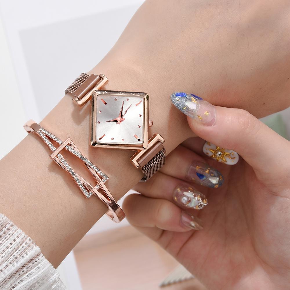 Women Square Watch Luxury Ladies Quartz Magnet Buckle Gradient Color Watches Relogio Feminino For Gift Clock - Free Shipping - Aurelia Clothing