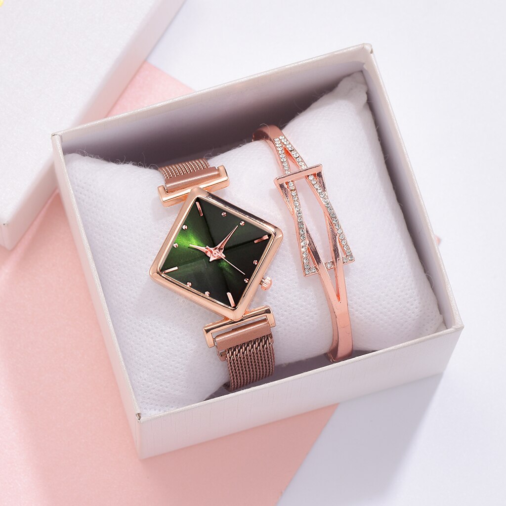 Women Square Watch Luxury Ladies Quartz Magnet Buckle Gradient Color Watches Relogio Feminino For Gift Clock - Free Shipping - Aurelia Clothing