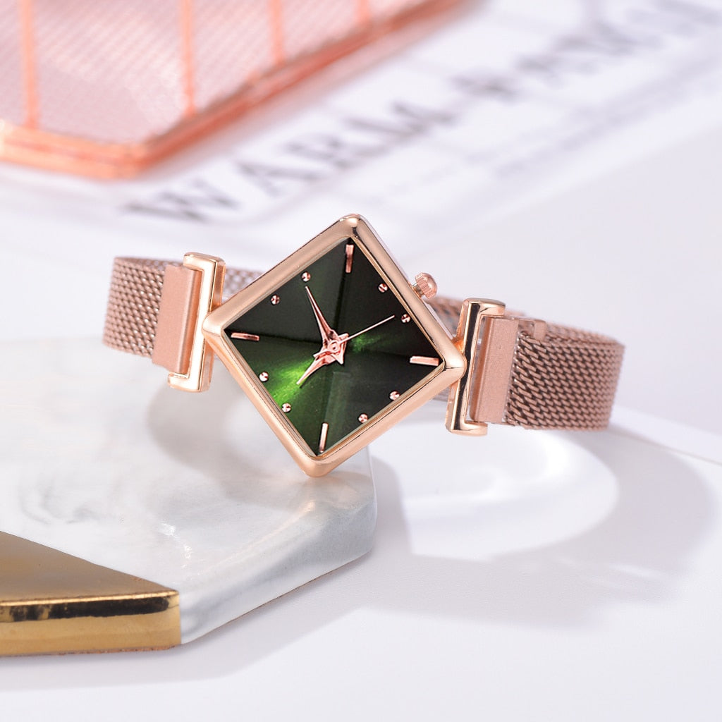 Women Square Watch Luxury Ladies Quartz Magnet Buckle Gradient Color Watches Relogio Feminino For Gift Clock - Free Shipping - Aurelia Clothing