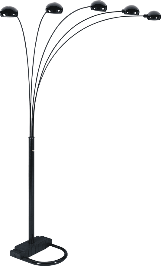 84"H BLACK 5-HEAD CAP STYLE FLOOR LAMP (1PC/CTN) (2.51/32.63) - Free Shipping - Aurelia Clothing