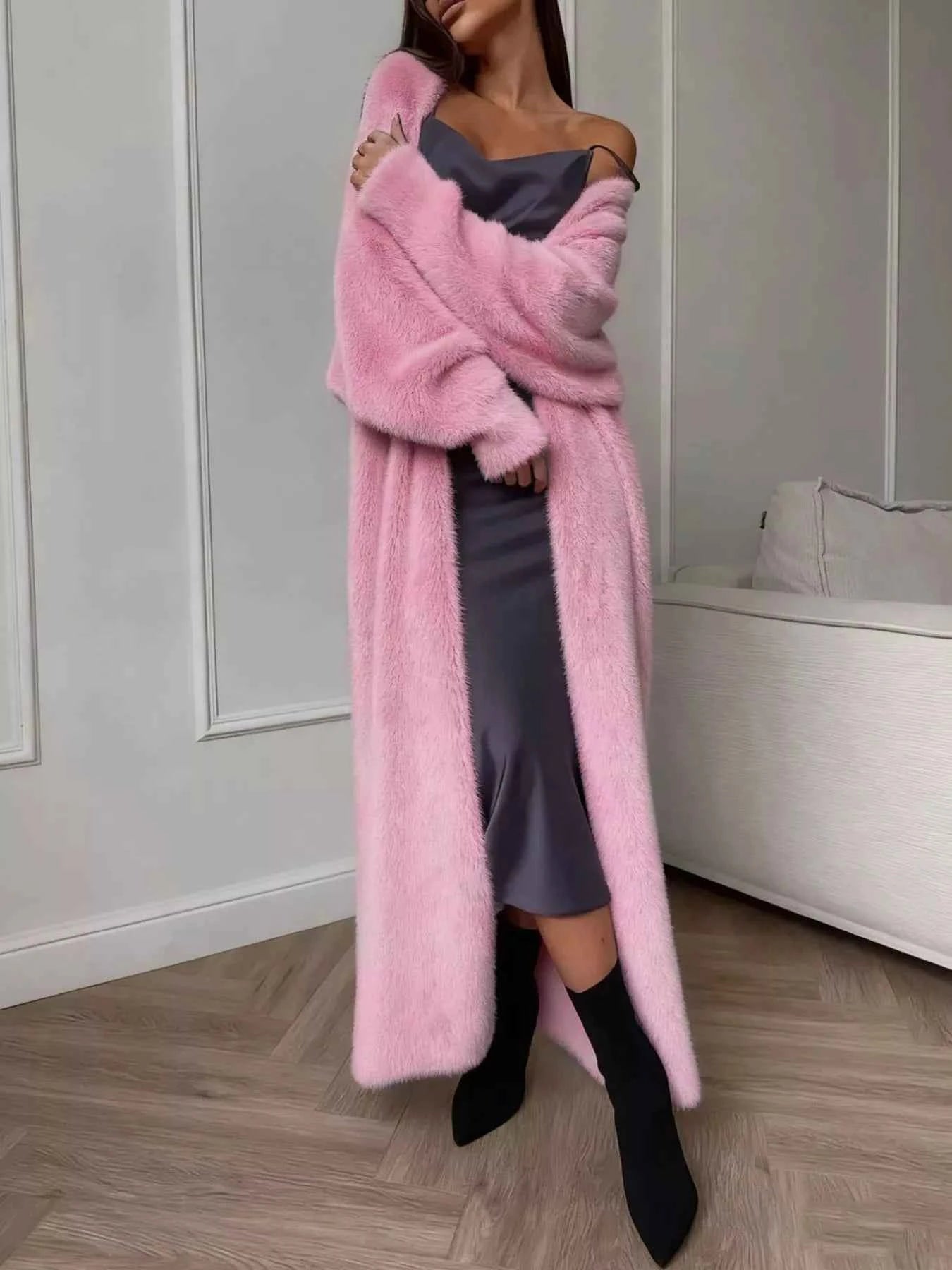 Fuzzy Open Front Longline Cardigan