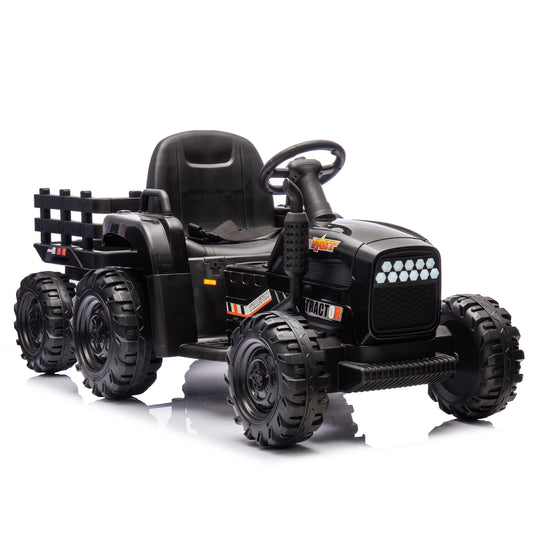 Ride on Tractor2.0 with Trailer,24V Battery Powered Electric Tractor Toy, 200w*2motor 1.86-4.97MPH/Remote Control,electric car for kids,Three speed adjustable,USB,MP3 ,Bluetooth,LED light, safety belt-Free Shipping