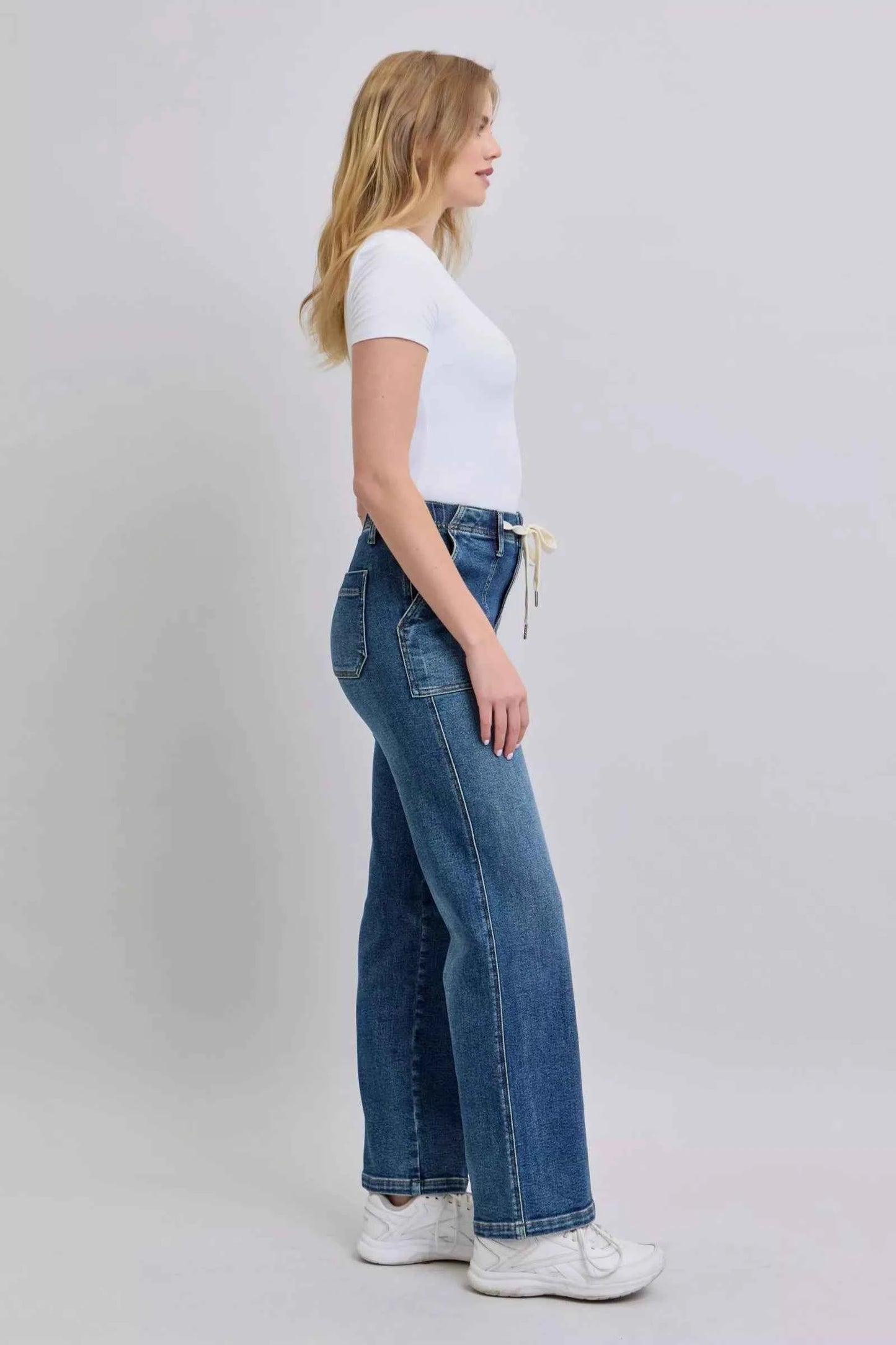 Judy Blue Drawstring Straight Jeans with Pockets