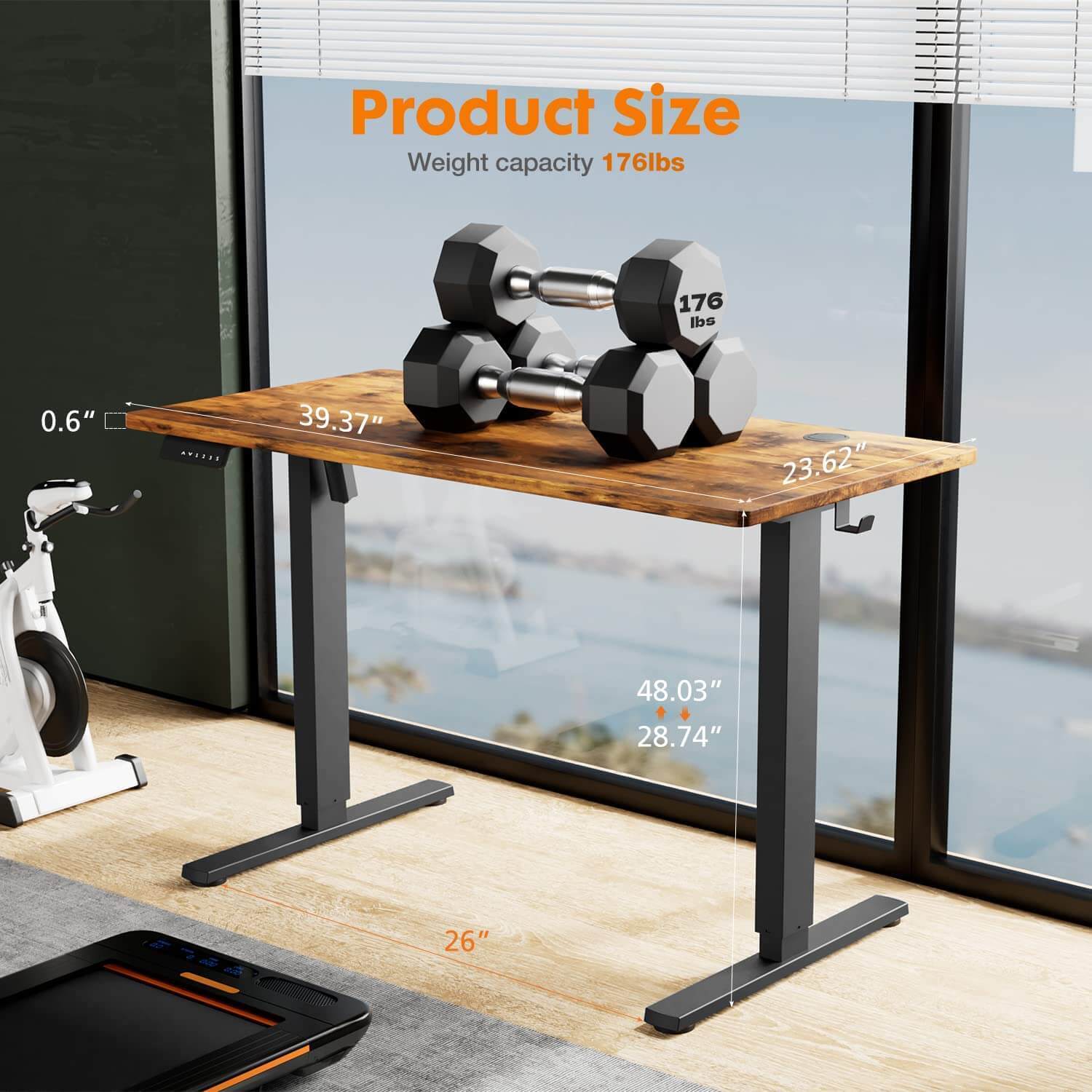 Electric Height Adjustable Standing Desk,Sit to Stand Ergonomic Computer Desk,Brown,40'' x 24" - Free Shipping - Aurelia Clothing