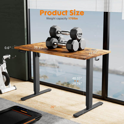 Electric Height Adjustable Standing Desk,Sit to Stand Ergonomic Computer Desk,Brown,40'' x 24" - Free Shipping - Aurelia Clothing