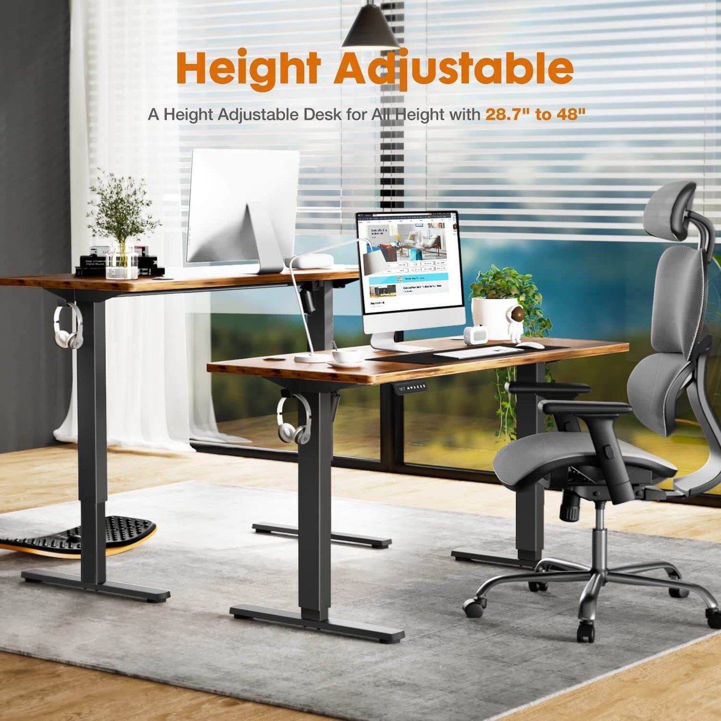 Electric Height Adjustable Standing Desk,Sit to Stand Ergonomic Computer Desk,Brown,40'' x 24" - Free Shipping - Aurelia Clothing
