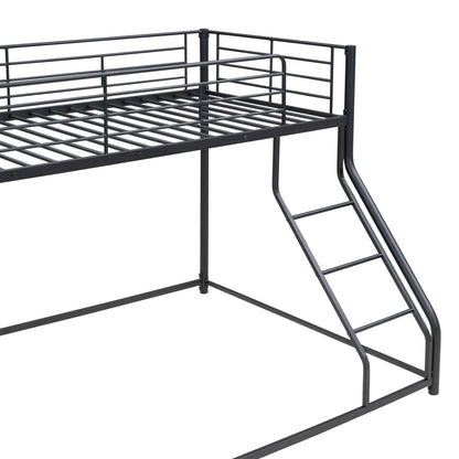 Metal Floor Bunk Bed, Twin XL over Queen, Black-Free Shipping