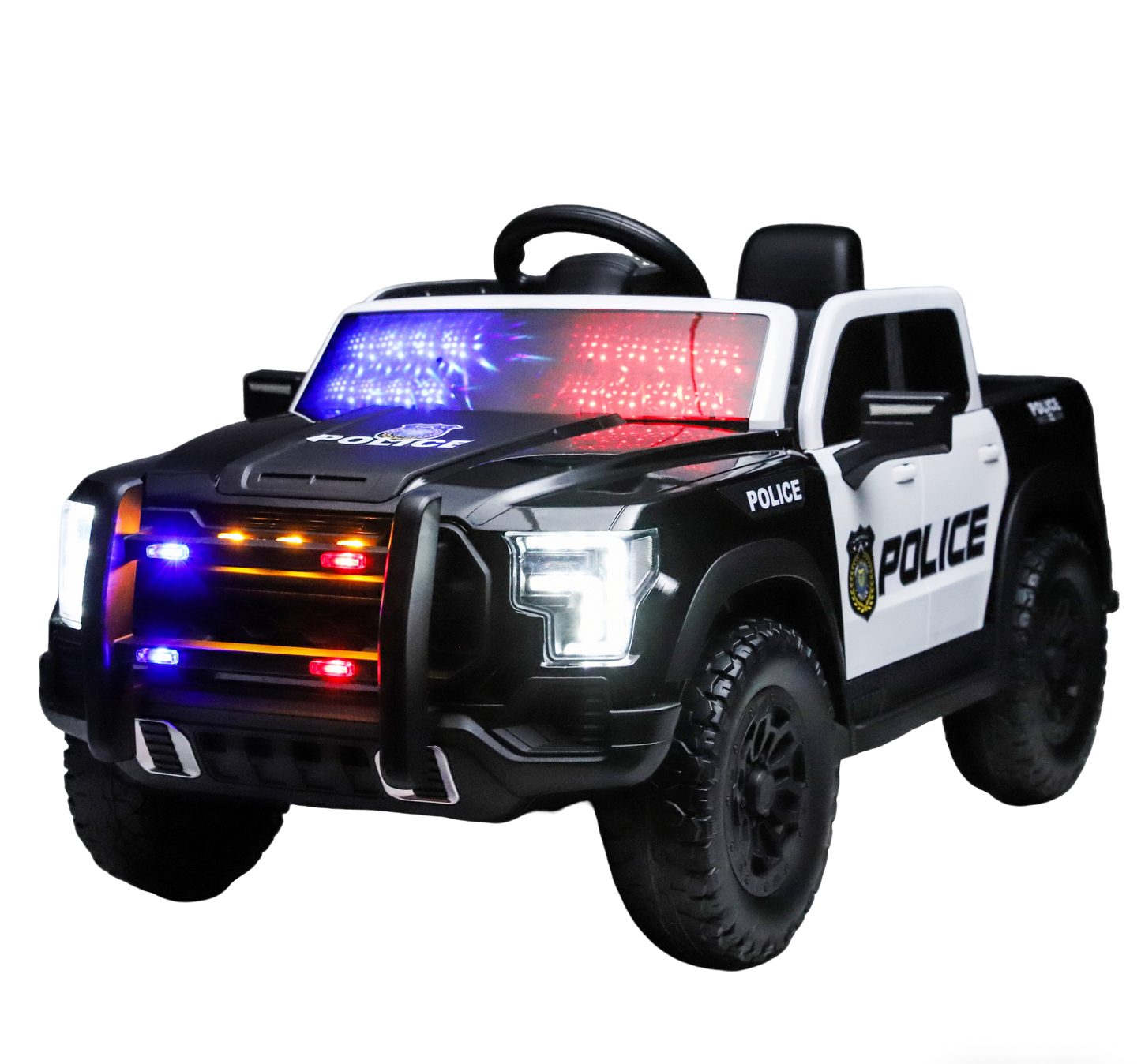 Kids Ride On Police Car, 12V Electric Vehicle-Free Shipping