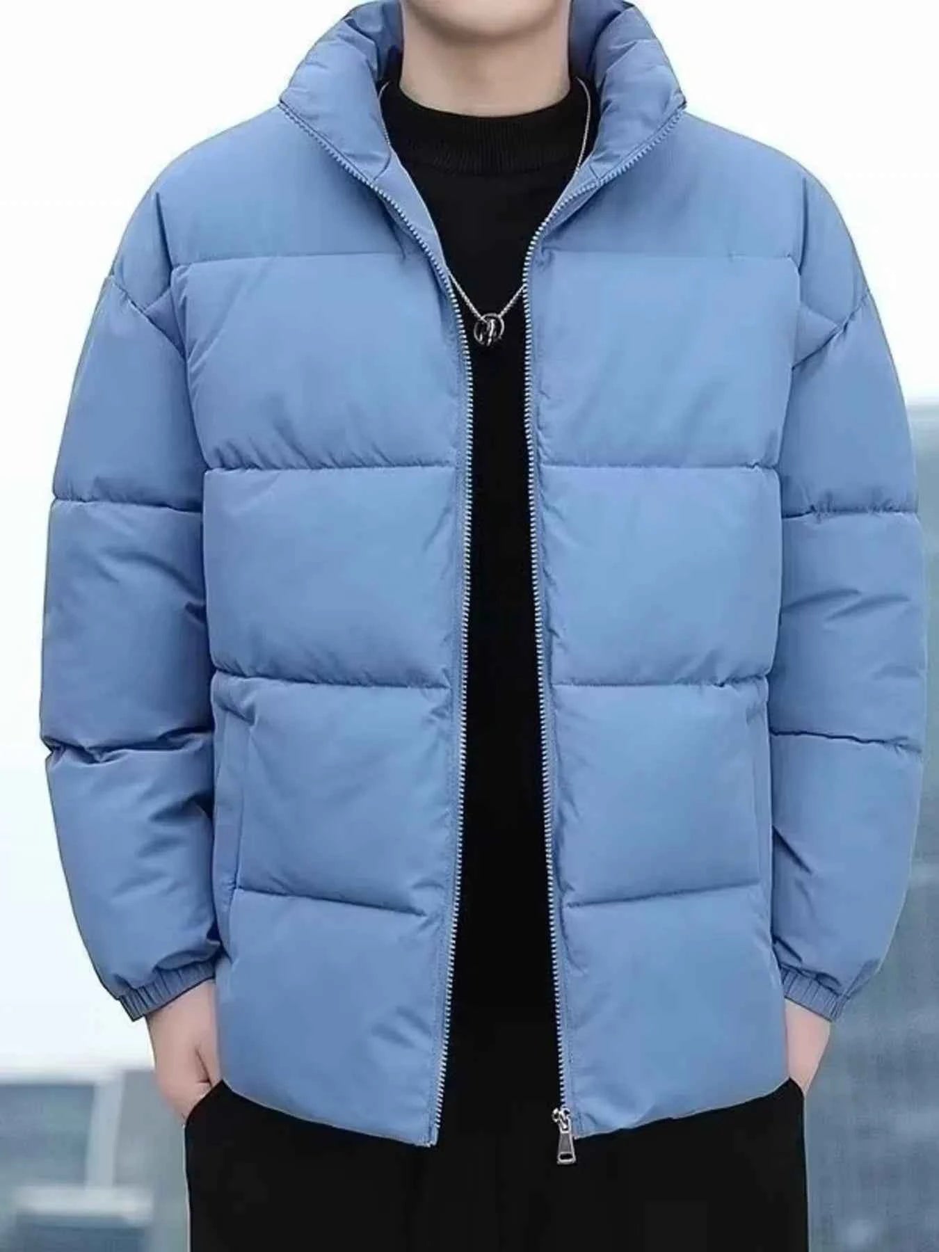 Men's Plus Size Quilted Zip Up Winter Coat - Free Shipping