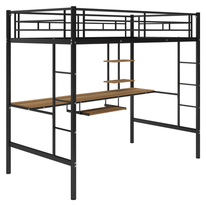 Loft Bed with Desk and Shelf , Space Saving Design,Twin(OLD SKU:MF193081AAB) - Free Shipping - Aurelia Clothing