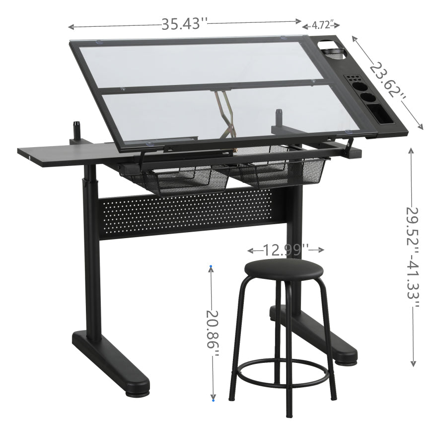 drafting table drawing desk with 2 metal drawers-Free Shipping - Aurelia Clothing