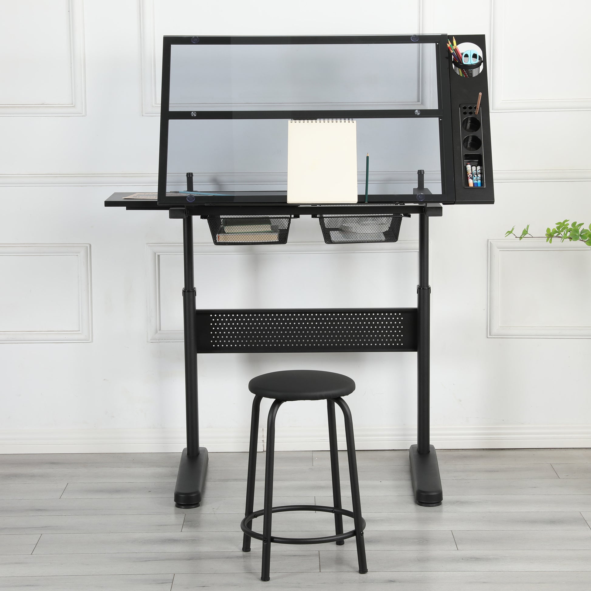 drafting table drawing desk with 2 metal drawers-Free Shipping - Aurelia Clothing